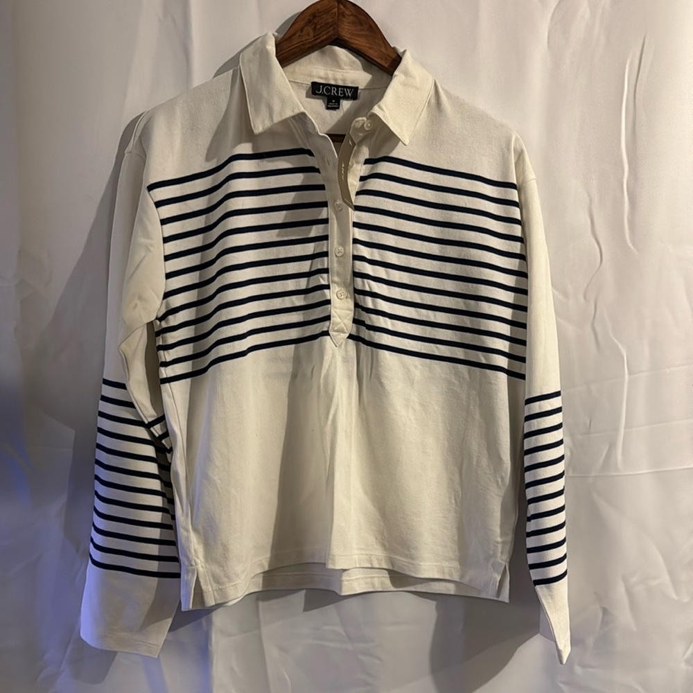 (NWT) J. Crew | Ivory and Navy Stripe Button-Up Shirt